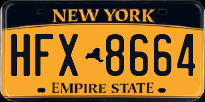 NY license plate HFX8664