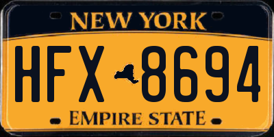 NY license plate HFX8694