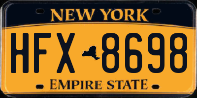 NY license plate HFX8698