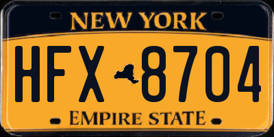 NY license plate HFX8704