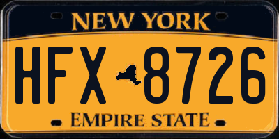 NY license plate HFX8726