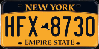 NY license plate HFX8730