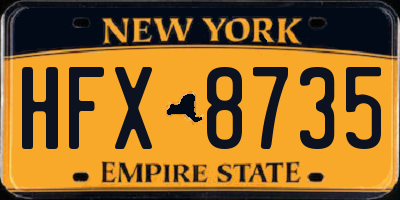 NY license plate HFX8735