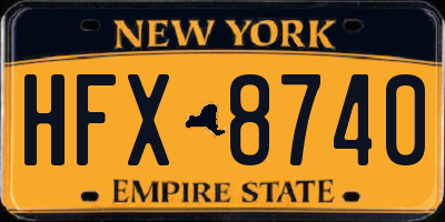 NY license plate HFX8740
