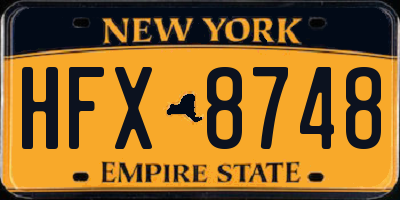 NY license plate HFX8748