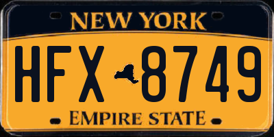 NY license plate HFX8749