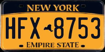 NY license plate HFX8753