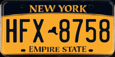 NY license plate HFX8758