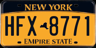 NY license plate HFX8771