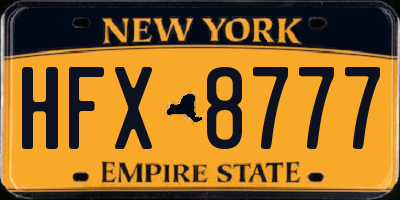 NY license plate HFX8777
