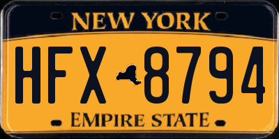 NY license plate HFX8794