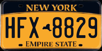 NY license plate HFX8829