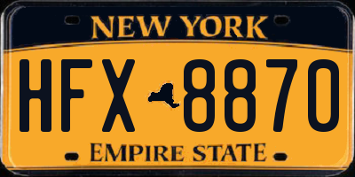 NY license plate HFX8870
