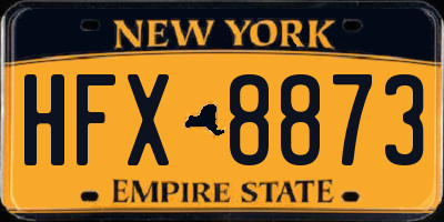 NY license plate HFX8873