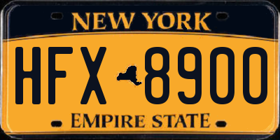 NY license plate HFX8900