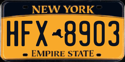 NY license plate HFX8903