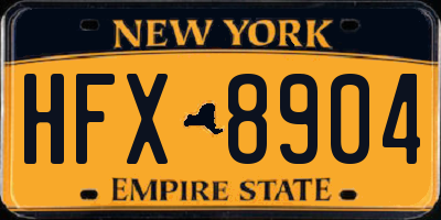 NY license plate HFX8904