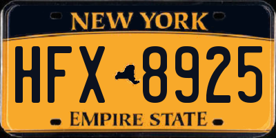 NY license plate HFX8925