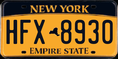 NY license plate HFX8930
