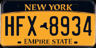 NY license plate HFX8934