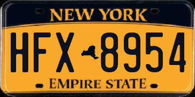 NY license plate HFX8954