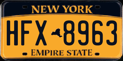 NY license plate HFX8963