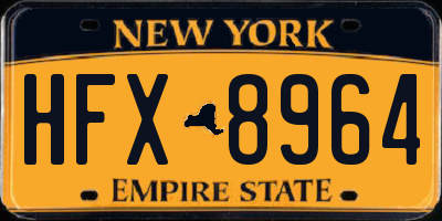 NY license plate HFX8964