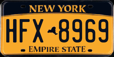 NY license plate HFX8969