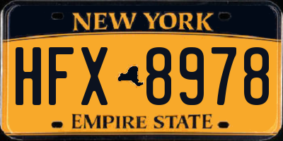 NY license plate HFX8978