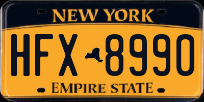 NY license plate HFX8990