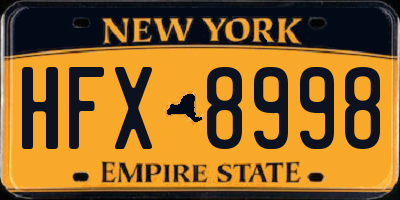 NY license plate HFX8998