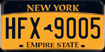 NY license plate HFX9005