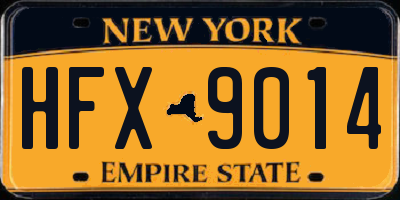 NY license plate HFX9014