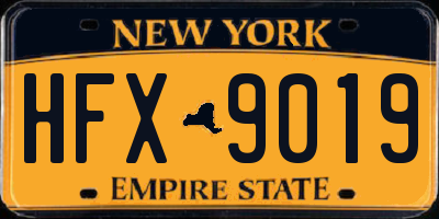NY license plate HFX9019