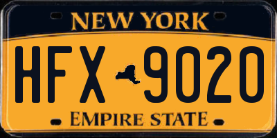 NY license plate HFX9020