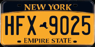 NY license plate HFX9025