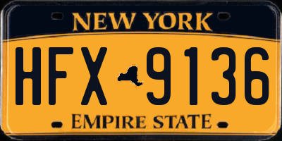 NY license plate HFX9136