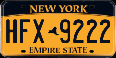 NY license plate HFX9222