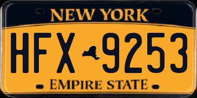 NY license plate HFX9253
