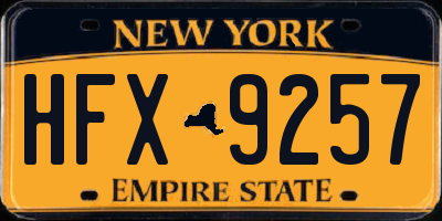 NY license plate HFX9257