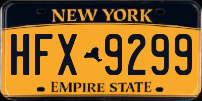 NY license plate HFX9299