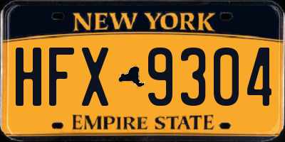 NY license plate HFX9304
