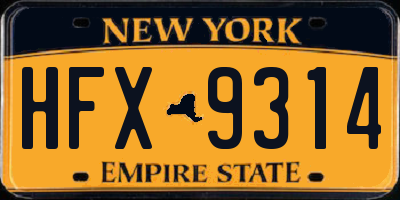 NY license plate HFX9314