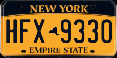 NY license plate HFX9330