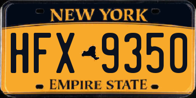NY license plate HFX9350