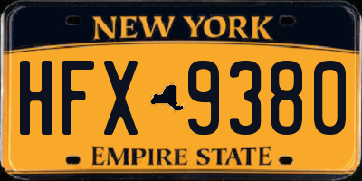 NY license plate HFX9380
