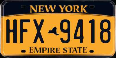 NY license plate HFX9418