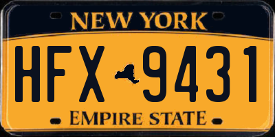 NY license plate HFX9431