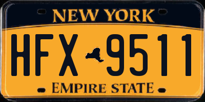 NY license plate HFX9511