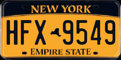 NY license plate HFX9549